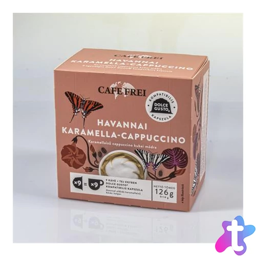 Kávékapszula, Dolce Gusto kompatibilis, 9 db, CAFE FREI "Havannai karamella-cappuccino"