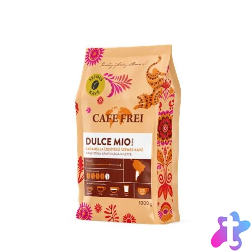 Kávé, pörkölt, szemes, 1000 g, CAFE FREI "Dulce Mio" karamellás