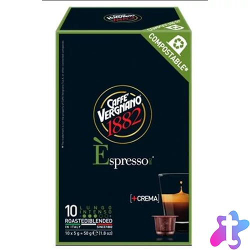 Kávékapszula, Nespresso® kompatibilis, 10 db, CAFFÉ VERGNANO "Espresso Intenso"