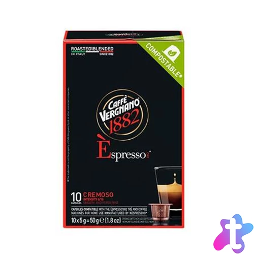 Kávékapszula, Nespresso® kompatibilis, 10 db, CAFFÉ VERGNANO "Espresso Cremoso"