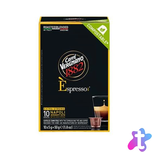Kávékapszula, Nespresso® kompatibilis, 10 db, CAFFÉ VERGNANO "Espresso Napoli"