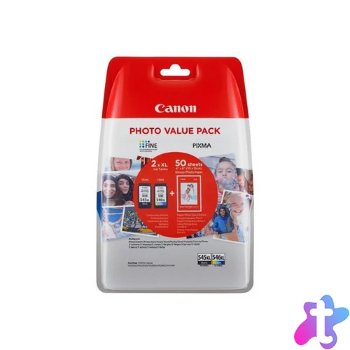 PG-545XL/CL546XL Tintapatron multipack Pixma MG2450, 2550 nyomtatókhoz, CANON, b+c + GP501 (50 lap 10x15) papír