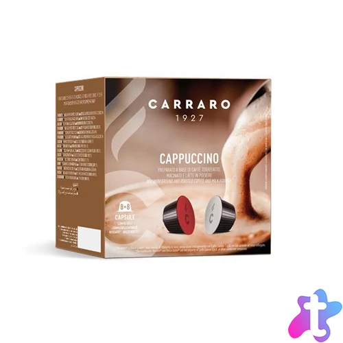 Kávékapszula, Dolce Gusto® kompatibilis, 8+8 db, CARRARO "Cappuccino"