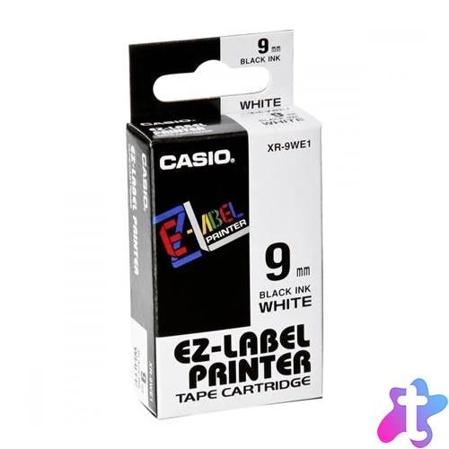 Feliratozógép szalag, 9 mm x 8 m, CASIO, fehér-fekete