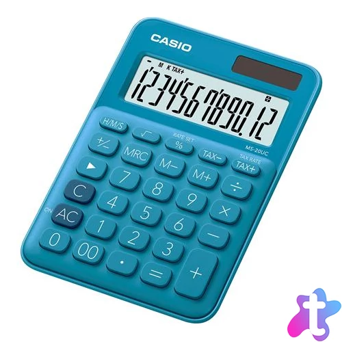 Számológép, asztali, 12 számjegy, CASIO, "MS 20 UC", kék