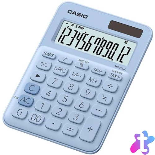 Számológép, asztali, 12 számjegy, CASIO, "MS 20 UC", világoskék