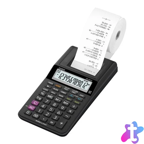 Számológép, szalagos, 12 számjegy, 1 színű nyomtató, CASIO "HR-8RCE"