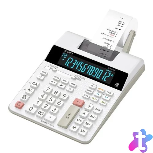 Számológép, szalagos, 12 számjegy, 2 színű nyomtató, CASIO "FR-2650 RC"