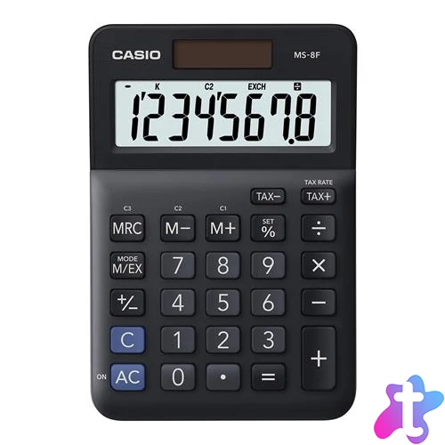Számológép, asztali, 8 számjegy, CASIO "MS-8 F", fekete