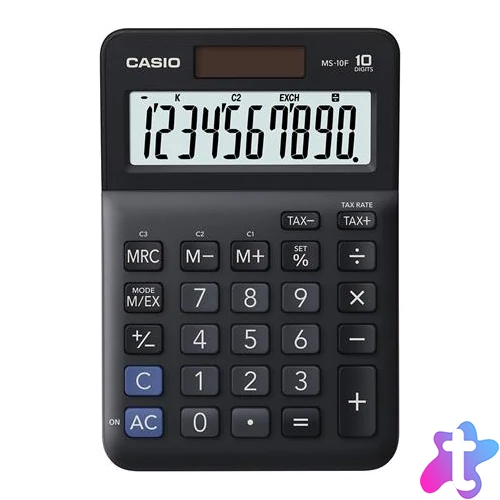 Számológép, asztali, 10 számjegy, CASIO "MS-10 F", fekete