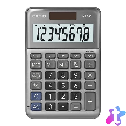 Számológép, asztali, 8 számjegy, CASIO "MS-80 F", szürke