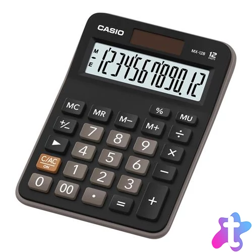 Számológép, asztali, 10 számjegy, CASIO "MX 12B", fekete