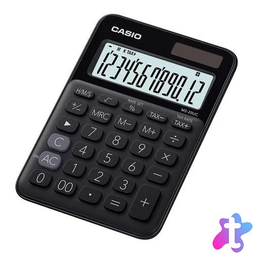 Számológép, asztali, 12 számjegy, CASIO, "MS 20 UC", fekete