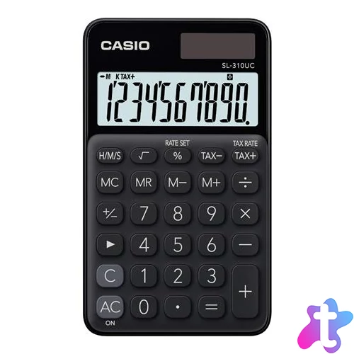 Zsebszámológép, 10 számjegy, CASIO "SL 310", fekete