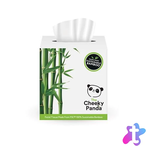Kozmetikai kendő, bambusz, 3 rétegű, 56 lap, CHEEKY PANDA, fehér