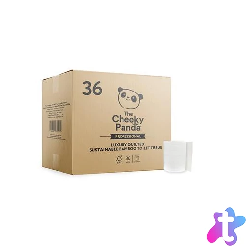 Toalettpapír, bambusz, 3 rétegű, kistekercses, 36 tekercs, CHEEKY PANDA, fehér