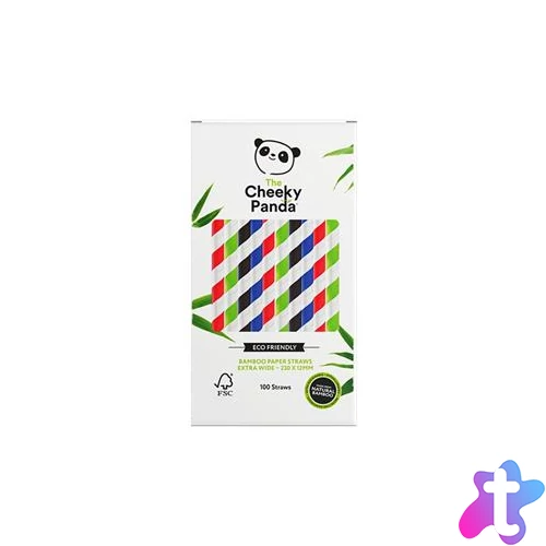 Szívószál, bambusz, egyenes, lebomló, bambusz, XL méret, 100 db, CHEEKY PANDA, vegyes színek