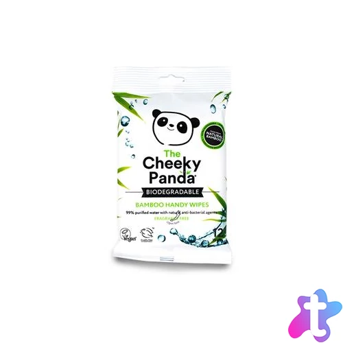 Kéztörlő kendő, bambusz, nedves, 12 lap, CHEEKY PANDA, illatmentes
