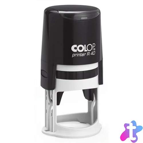 Bélyegző, kör, COLOP "Printer R 40", fekete cserepárnával
