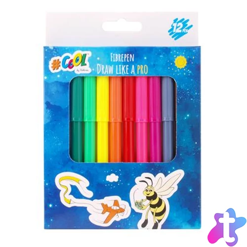 Filctoll készlet, 2 mm, COOL BY VICTORIA, 12 különböző szín