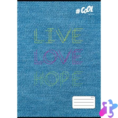 Füzet, tűzött, A4, kockás, 32 lap, COOL BY VICTORIA, "Live-love-hope", "87-32"