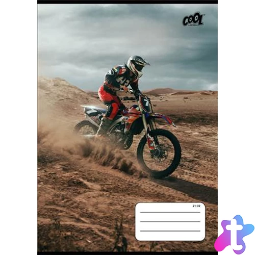 Füzet, tűzött, A5, vonalas, 32 lap, 4-8. osztály, COOL BY VICTORIA "Motocross", "21-32"