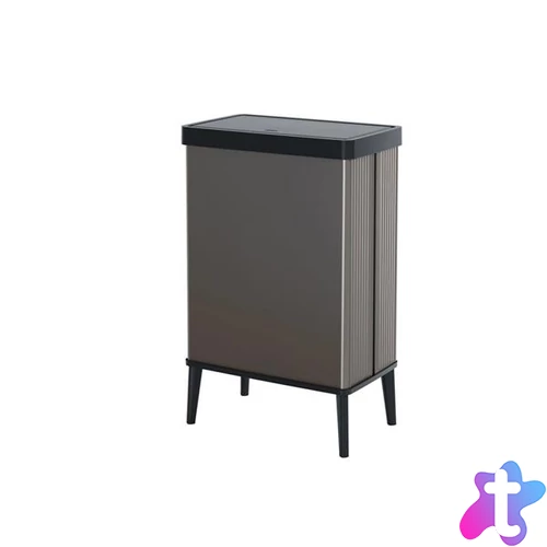 Fedeles szemetes, nyomógombos, 54 liter, CURVER "Verto High", szürke/fekete