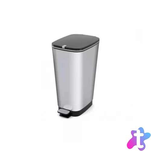 Pedálos szemetes, fémhatású, 45 l, CURVER "Chic", ezüst