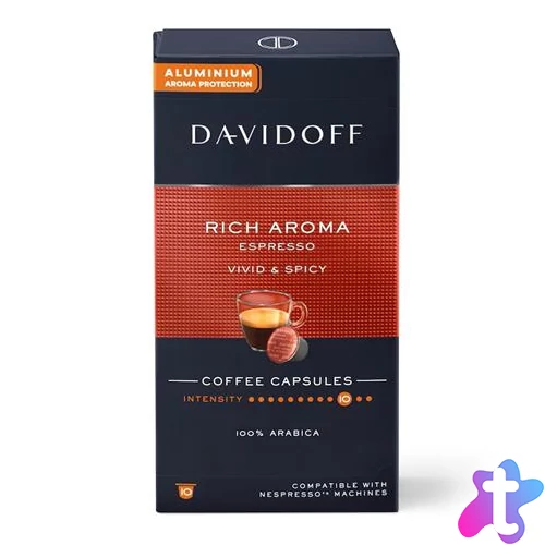 Kávékapszula, Nespresso® kompatibilis, 10 db, DAVIDOFF "Rich Aroma"