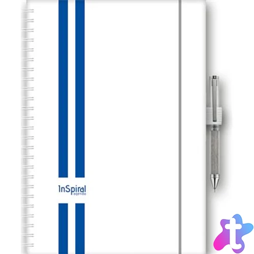 Naptár, tervező, A5, heti, DAYLINER, "InSpiral GT", fehér-kék