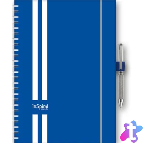 Naptár, tervező, A5, heti, DAYLINER, "InSpiral GT", kék-fehér