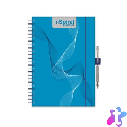 Naptár, tervező, A5, heti, DAYLINER, "InSpiral", kék-kék