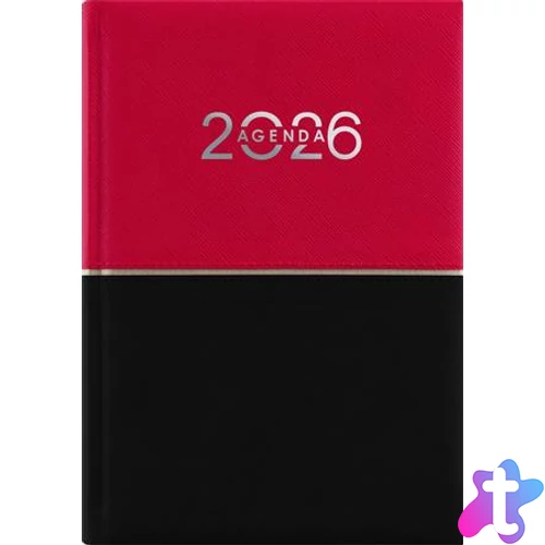 Naptár, tervező, B6, heti, DAYLINER "Contrast", piros-fekete