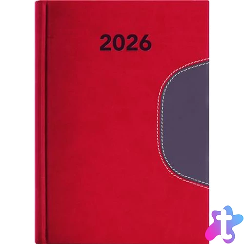 Naptár, tervező, B6, heti, DAYLINER "Memphis", piros-szürke