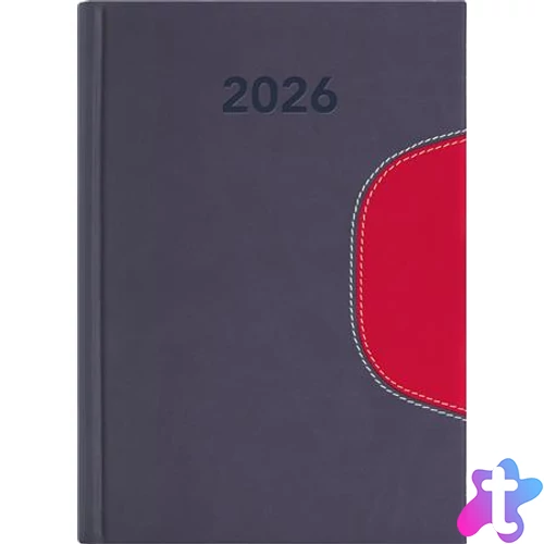 Naptár, tervező, B6, heti, DAYLINER "Memphis", szürke-piros