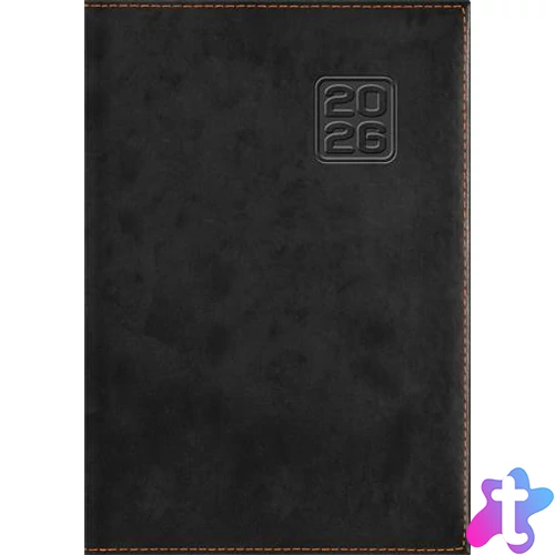 Naptár, tervező, A5, napi, DAYLINER "Square", fekete