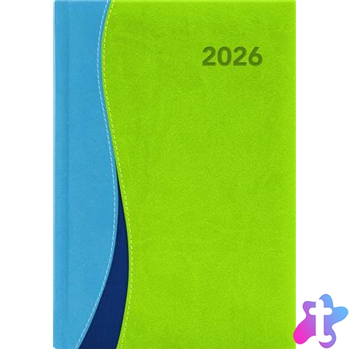 Naptár, tervező, A5, napi, DAYLINER, "Dubai", kék-zöld