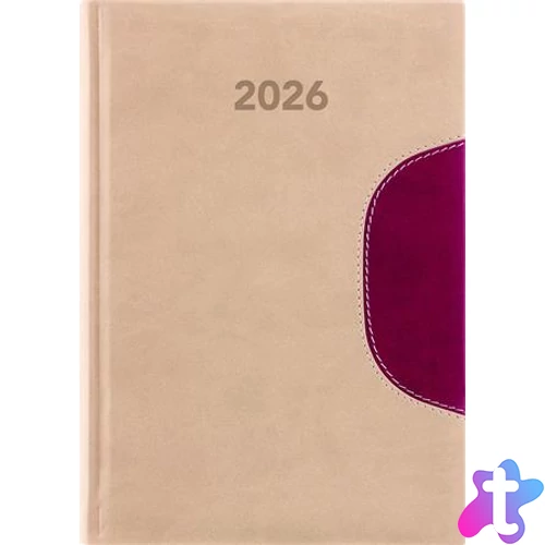 Naptár, tervező, A5, napi, DAYLINER "Memphis", bézs-padlizsán