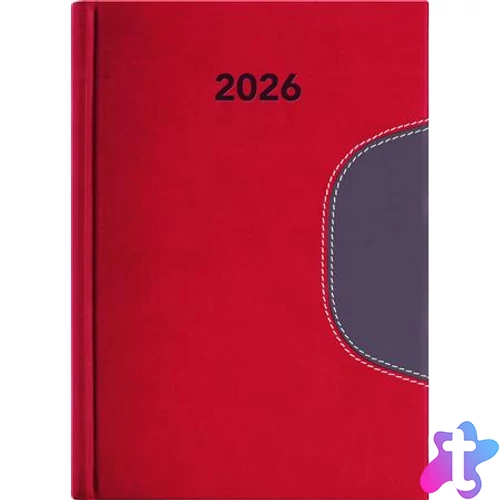 Naptár, tervező, A5, napi, DAYLINER "Memphis", piros-szürke