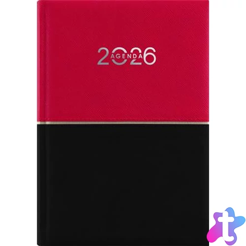 Naptár, tervező, A5, napi, DAYLINER "Contrast", piros-fekete