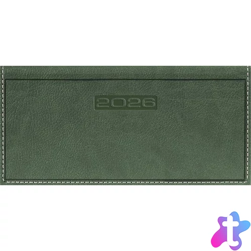 Zsebnaptár, fekvő elrendezésű, DAYLINER, "Sherwood", zöld