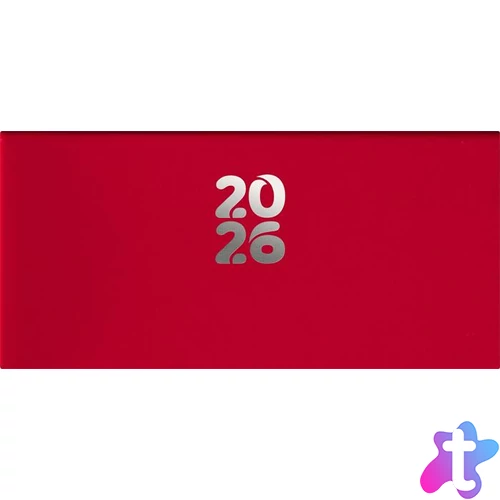 Zsebnaptár, fekvő elrendezésű, DAYLINER, "Pannon", piros