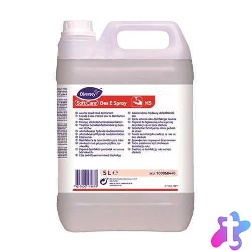 Kézfertőtlenítő folyadék, alkoholos, 5 l, DIVERSEY "Soft Care Des E Spray"