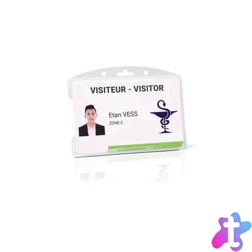 Azonosítókártya-tartó, műanyag, nyitott, fekvő, 54x85 mm, DJOIS