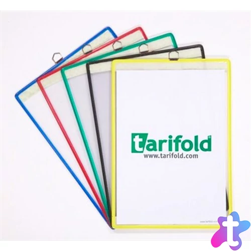 Bemutatótábla, acélkeretes, függő, A4, álló, fém fülecskével, DJOIS, kék