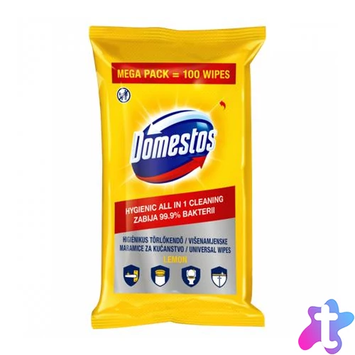 Nedves törlőkendő, 100 db, DOMESTOS "XXL citrus"