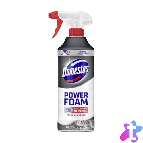 WC- és fürdőszoba tisztító hab, 435 ml, DOMESTOS "Power Foam", vízkőoldó