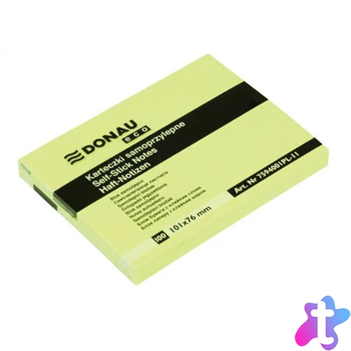 Öntapadó jegyzettömb, 101x76mm, 100 lap, DONAU "ECO", sárga