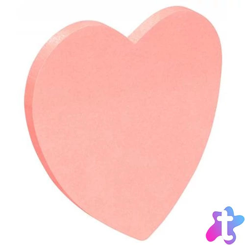Öntapadó jegyzettömb, szív alakú, 50 lap, DONAU, rózsaszín