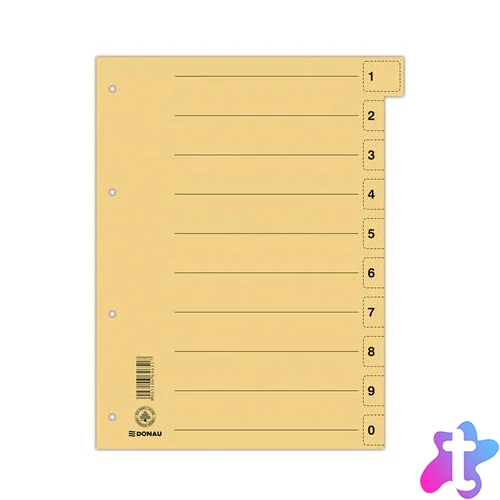 Regiszter, karton, A4, mikroperforált, DONAU, citromsárga